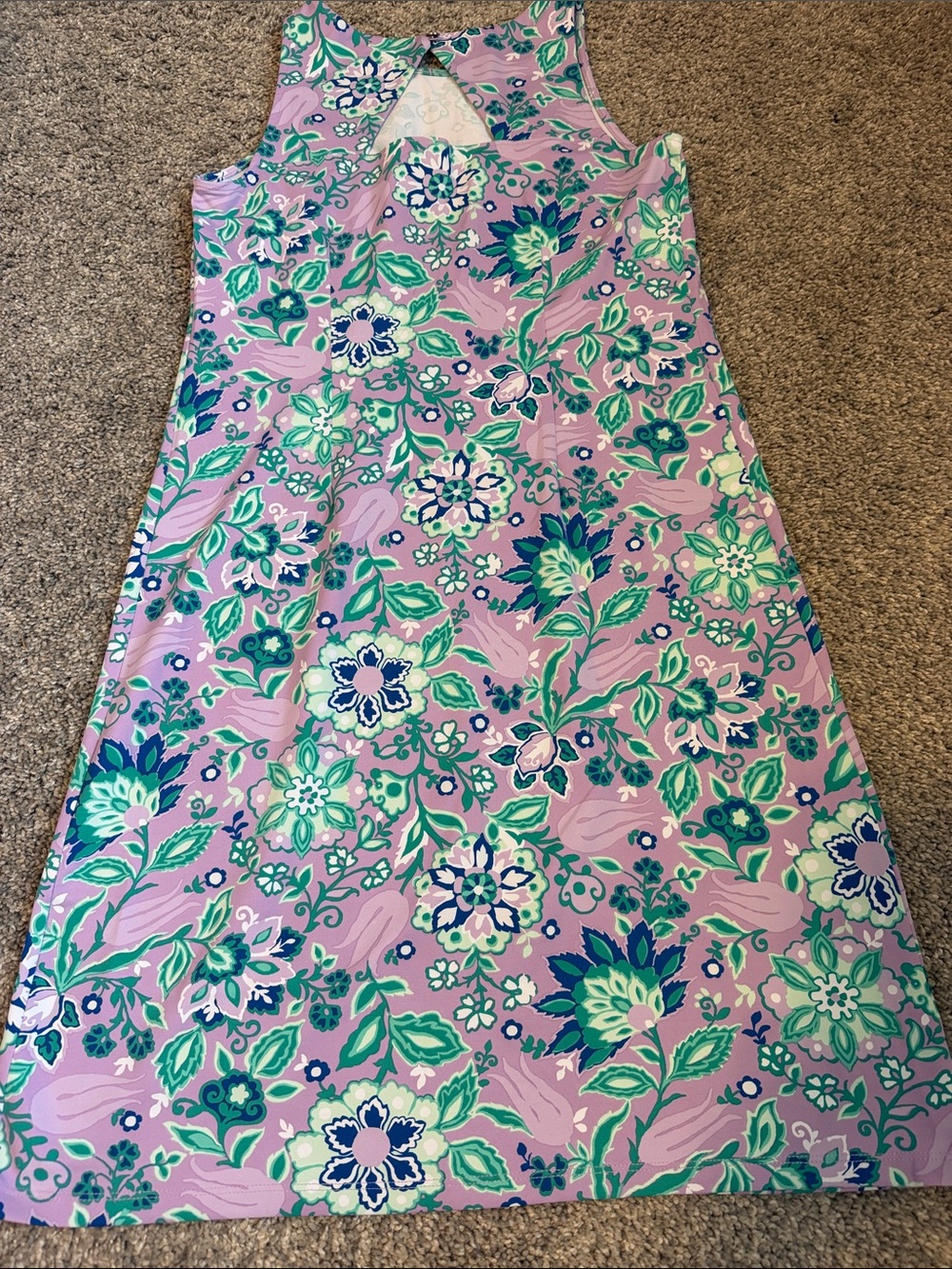 Talbots Sp Performance Lavender Dress with , green, and navy floral print-$16 - Picture 6 of 6